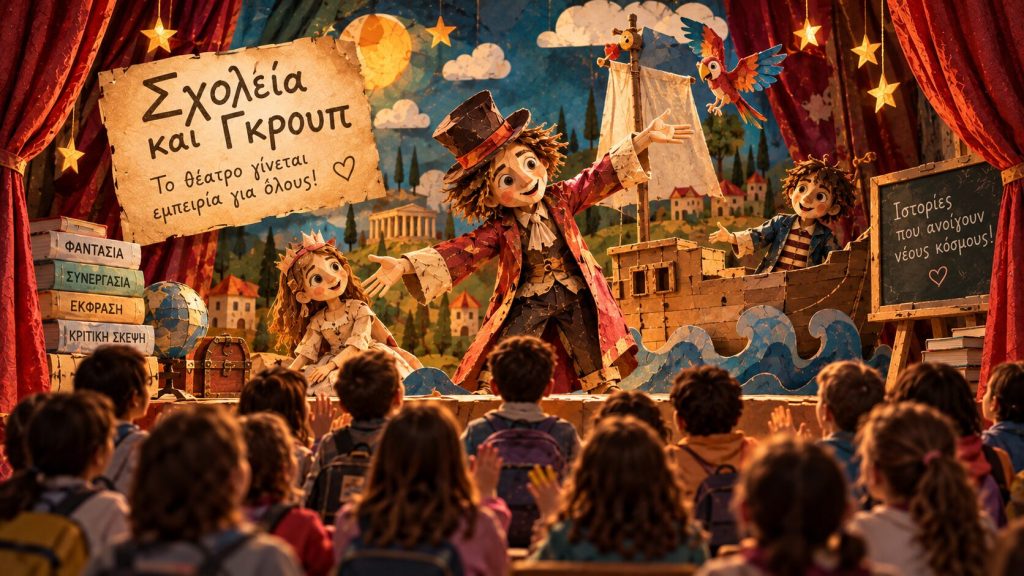 Children at a school performance at Aeroplio